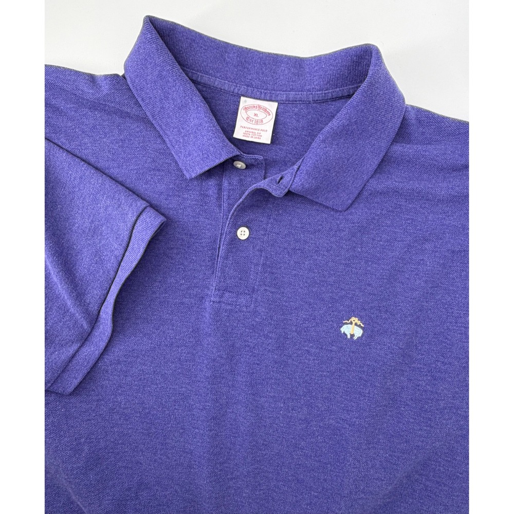 Brooks Brothers Mens XL Performance Polo Shirt Purple Original Fit Cotton Logo